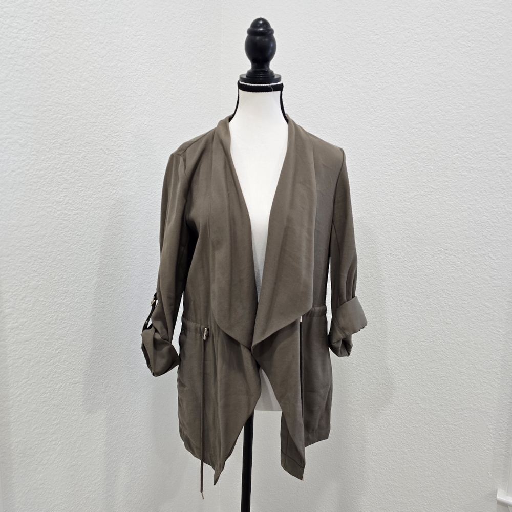 Zara Green Cardigan Mid Sleeve Length Size Small Tie Closure